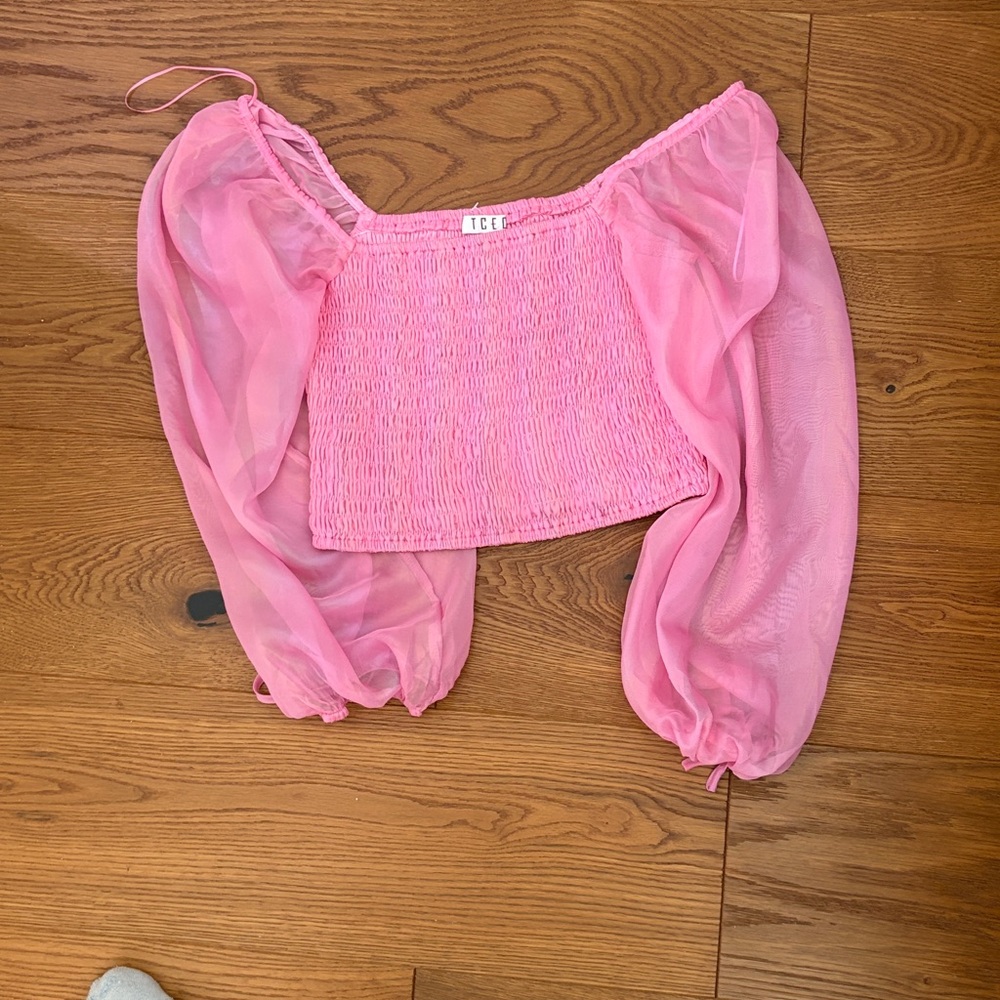 TCEC Pink Off-Shoulder Crop Top